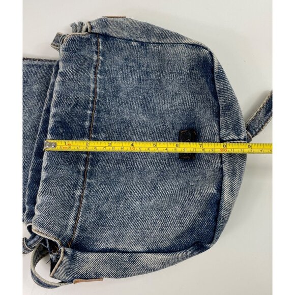 Vintage Denim Shoulder Bag Purse Adjustable Knotted Strap & Leather Accents - Picture 13 of 15